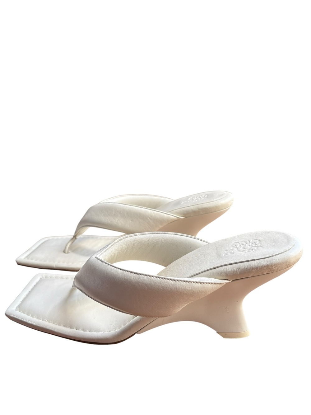 Gia Borghini Gia 6 Ivory Leather Wedge Sandals US 10.5/EU 41